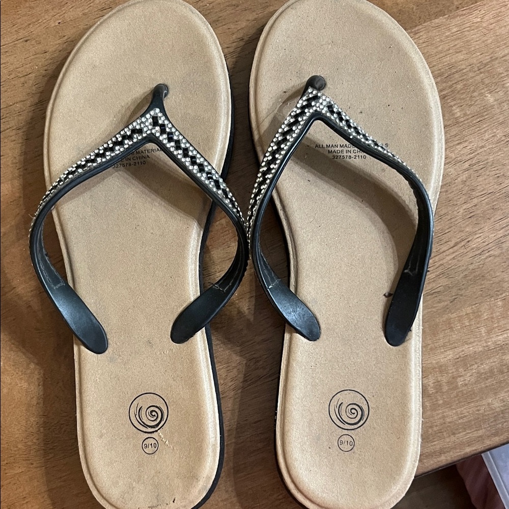 Elegant Black Rhinestone Sandals